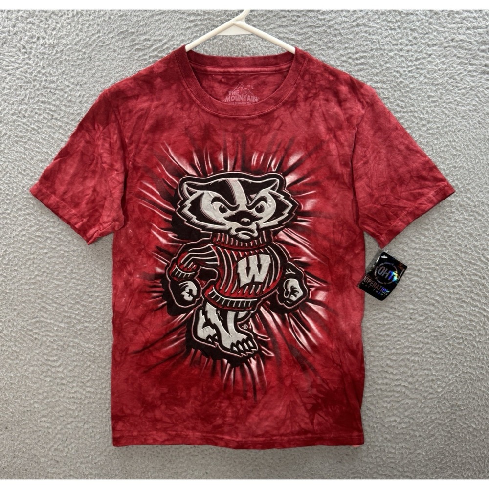 Wisconsin Badgers Shirt Boys Large Red Tie Dye NCAA Sports The Mountain NEW‎
